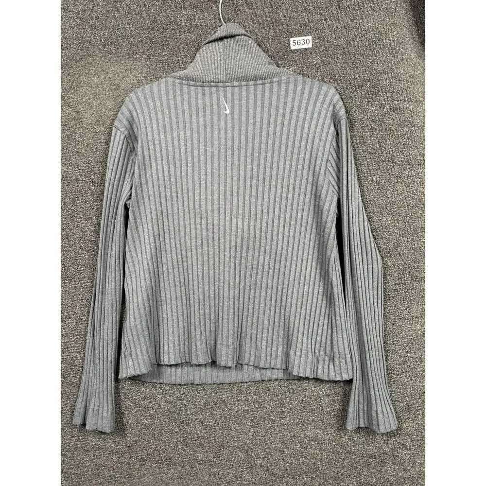 Nike Yoga Sweater Womens Medium Gray Cowl Neck Ribbed Long Sleeve DD5828-010
